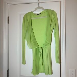 Top Secret Vibrant Green Open Cardigan